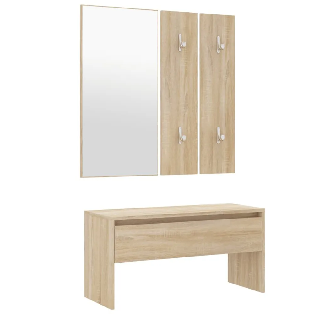 Garderobe set bewerkt hout sonoma eiken