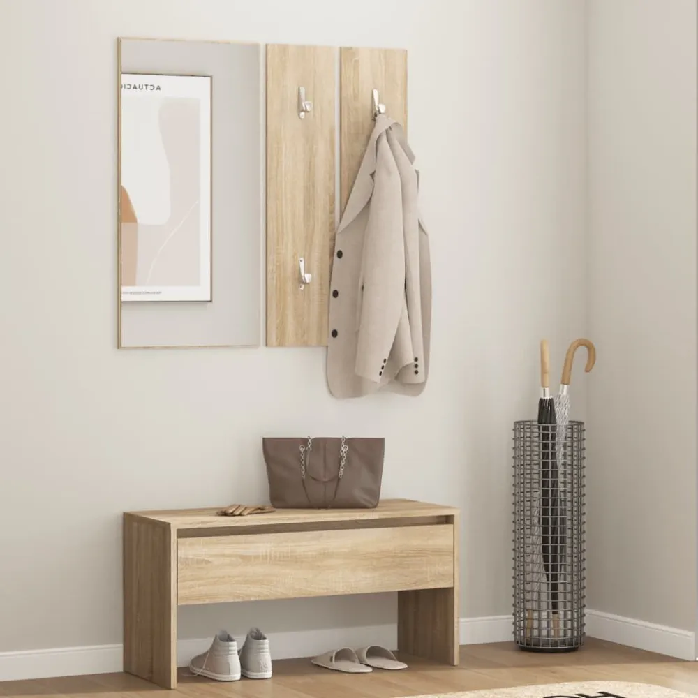 Garderobe set bewerkt hout sonoma eiken