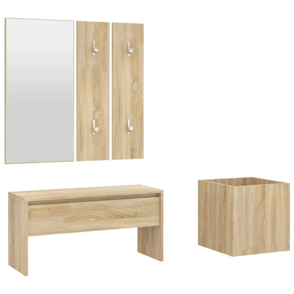 Garderobe set bewerkt hout sonoma eiken