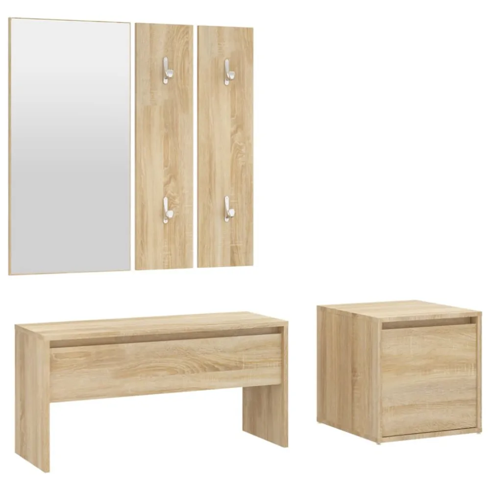 Garderobe set bewerkt hout sonoma eikenkleurig