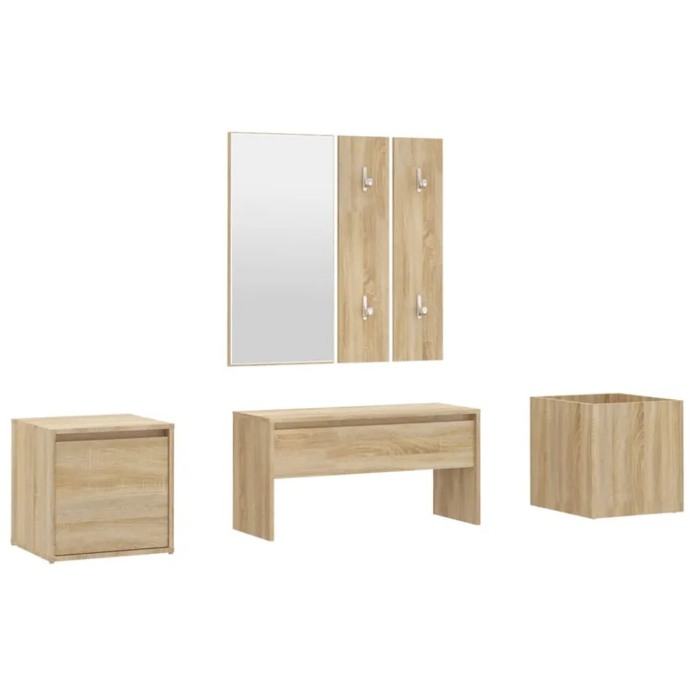 Garderobe set bewerkt hout sonoma eikenkleurig