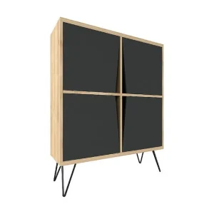 Giuliana Multifunctioneel Kabinet, Eik, Antraciet, 90x30x110 cm, EPIKASA