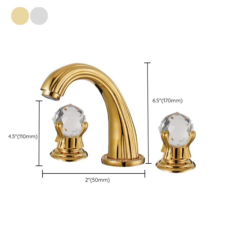 Glam Centerset Faucet Messing 2 Knob Handles 3 Holes Low Arc Bathroom Sink Faucet Chrome