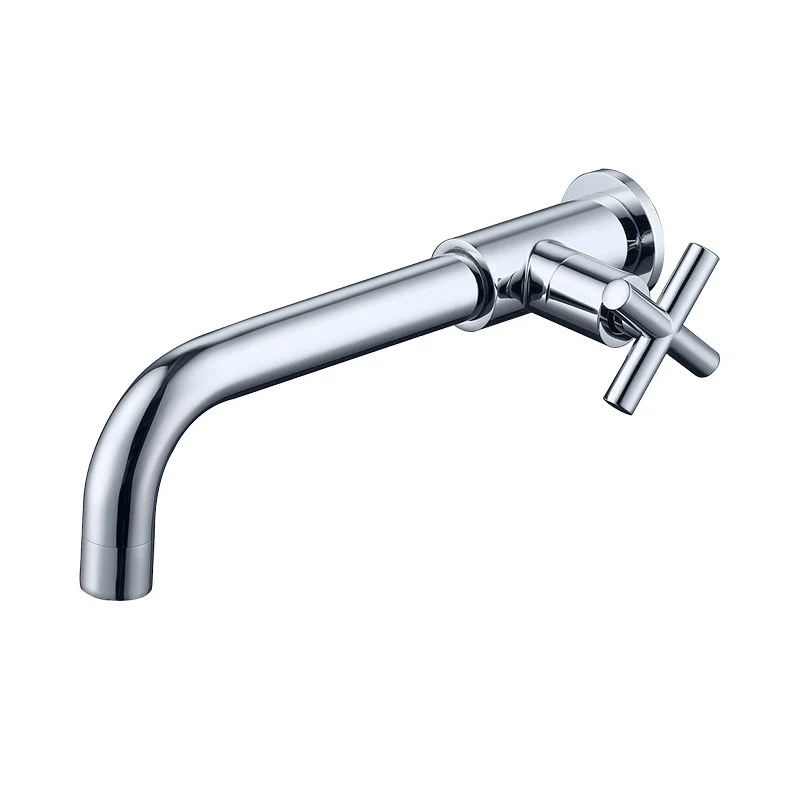 Glam Wall Mounted Bathroom Faucet Copper Los Handle Low Arc Vessel Faucet Bathroom Chrome