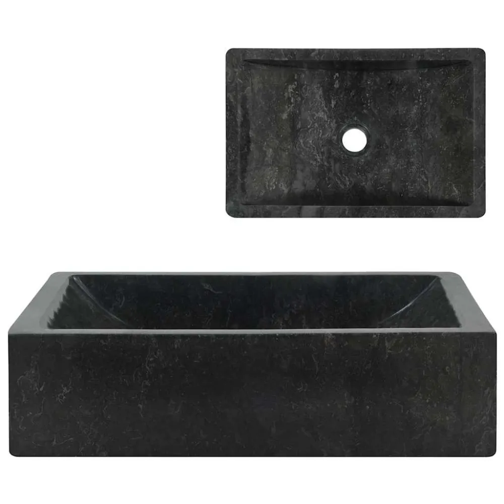 Gootsteen 45x30x12 cm marmer hoogglans zwart