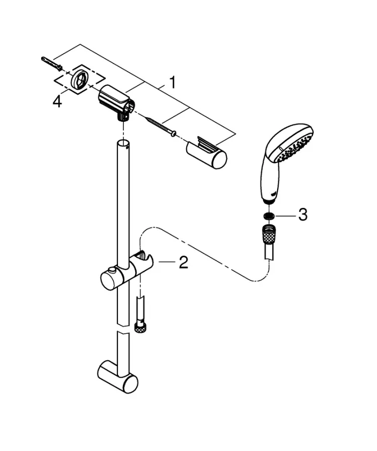 Grohe glijstangset met douchekop - Tempesta 100 - 600 mm - 1 straalsoort