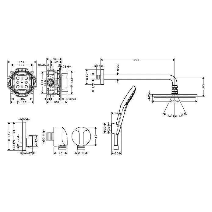 Hansgrohe Raindance Select Doucheset - Zwart