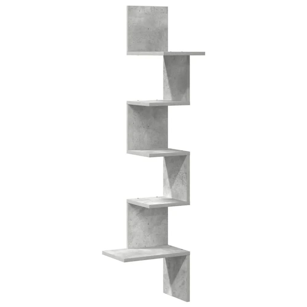 Hoekwandschap 32x32x127,5 cm bewerkt hout betongrijs
