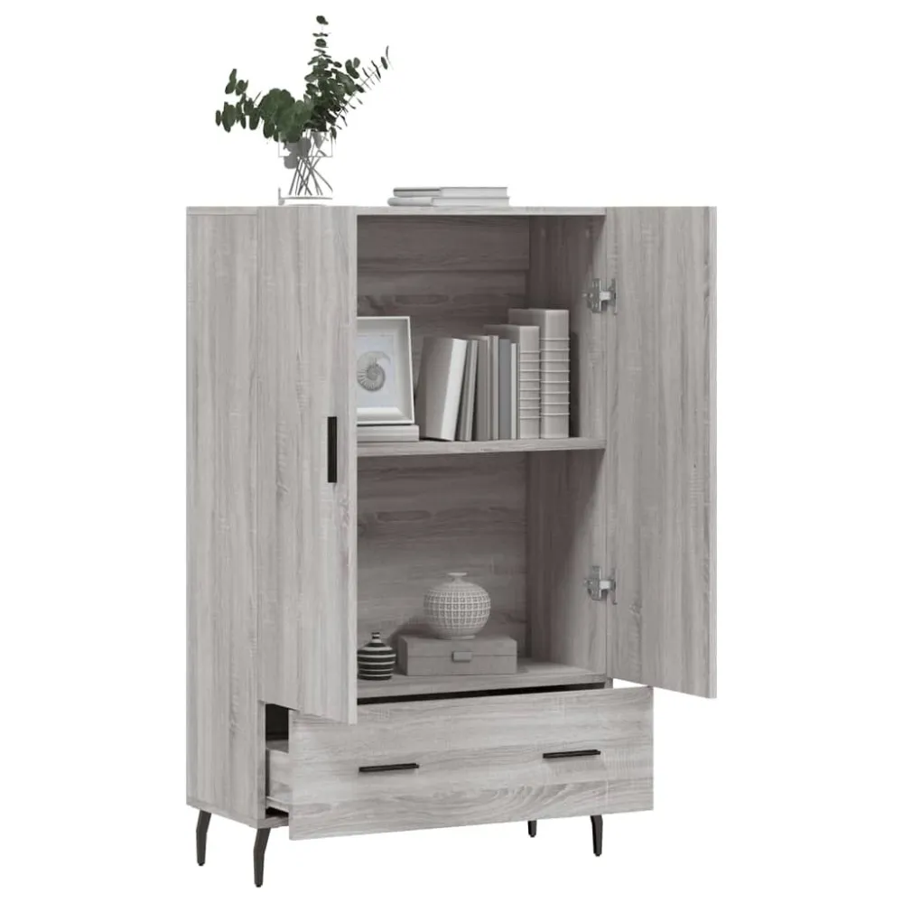 Hoge kast 69,5x31x115 cm bewerkt hout grijs sonoma eikenkleurig
