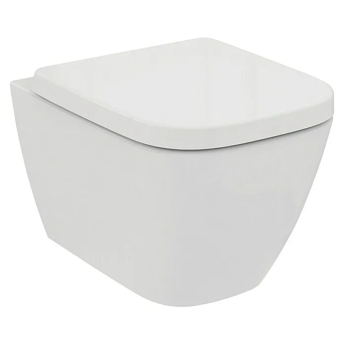 Ideal Standard i.life S Hangend toiletset - Zonder spoelrand, Voorzien van standaardglazuur, Spoelvorm: Diep, Uitlaat toil...