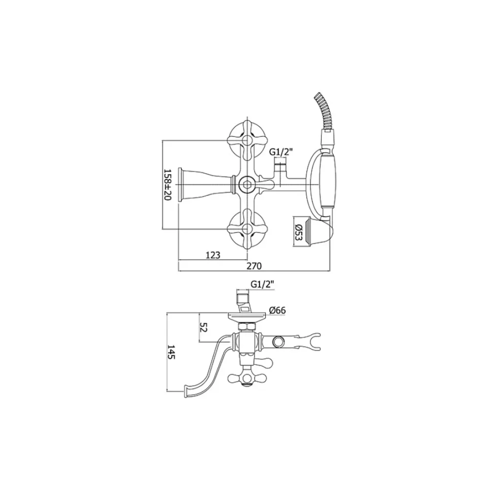 Luxury bathtub/shower group diverter and 1500 mm hoses Paffoni Viola series - Bronskleurig