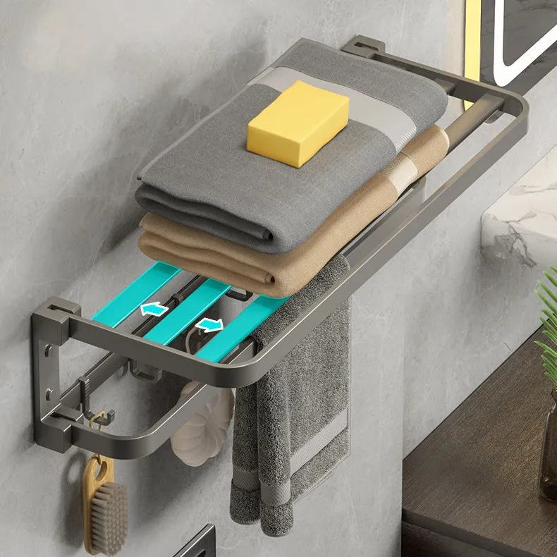 Modern Asgrijs Bathroom Accessory Set Aluminum Stainless Bath Shelf/Robe Hooks/Towel Bar