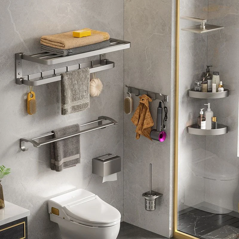 Modern Gray Bathroom Accessory Set Lichtmetaal Stainless Bath Shelf/Robe Hooks/Towel Bar