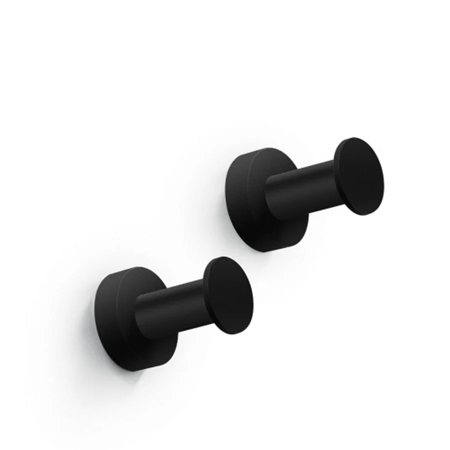 Pair bathroom hooks Lineabeta Baketo collection zwart painted finish