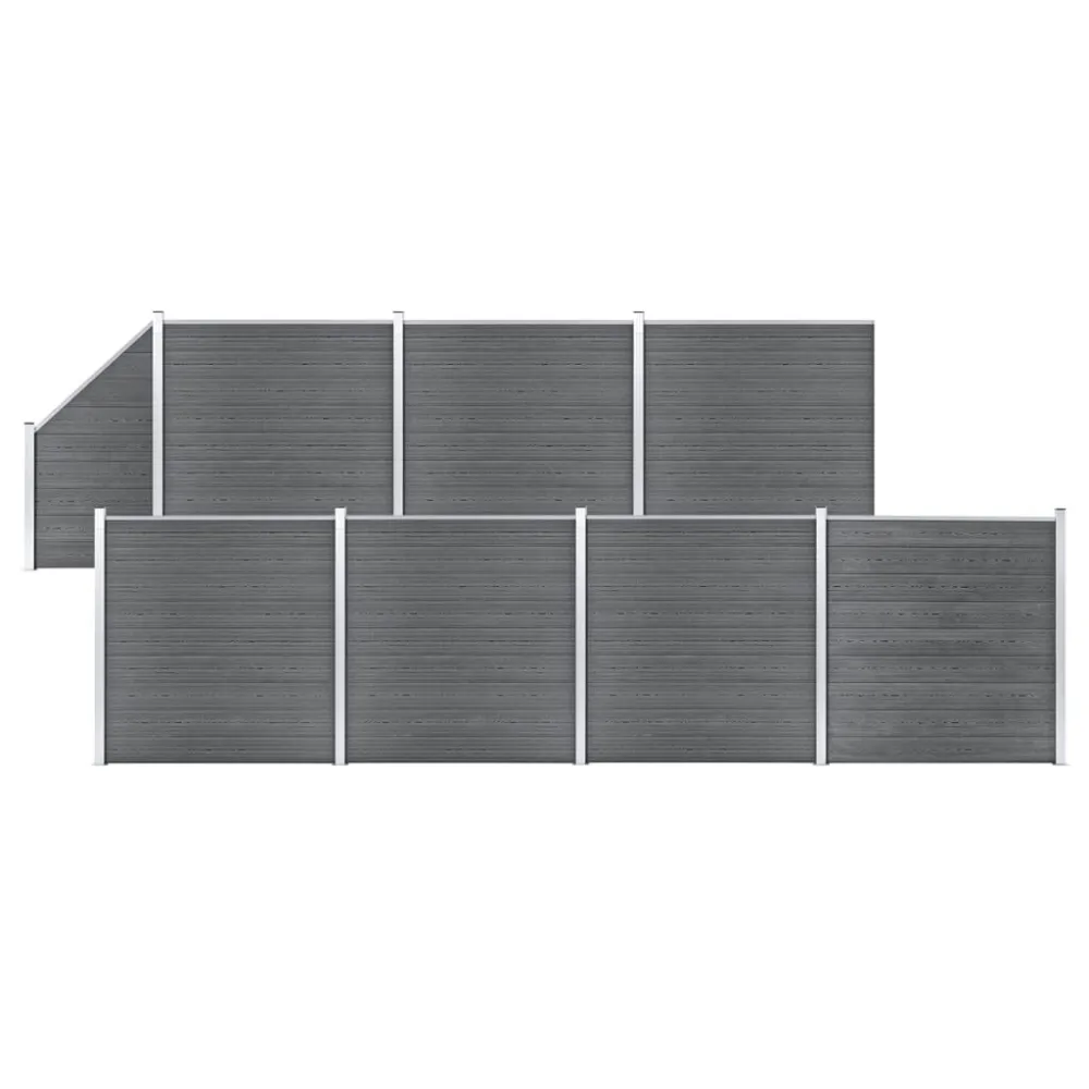Schuttingset 7 vierkant en 1 schuin 1311x186 cm HKC grijs