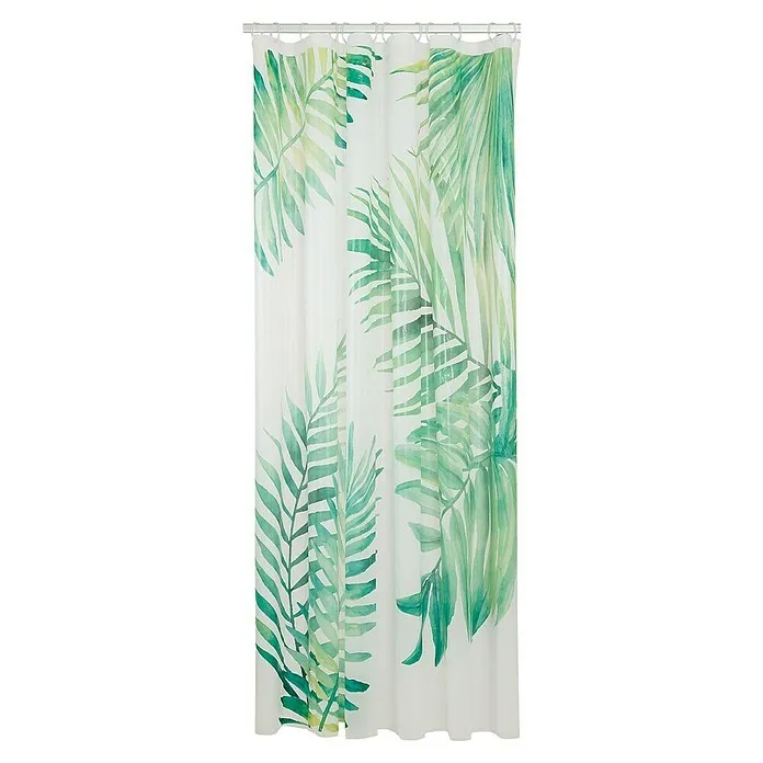 Sealskin Douchegordijn Leaves - 180 x 200 cm, Groen/Wit