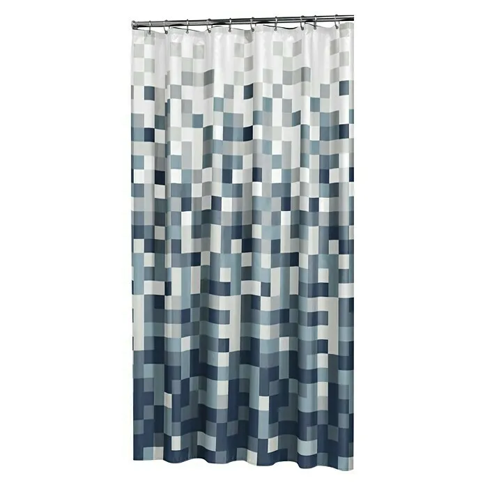 Sealskin Douchegordijn Pixel - 180 x 200 cm, Zwart/Grijs/Wit