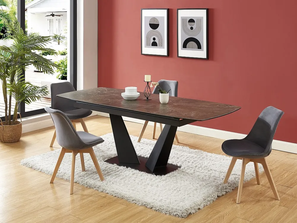 Set van 2 stoelen fluweel en beuken - Grijs - JODY - Koop nu goedkoop online