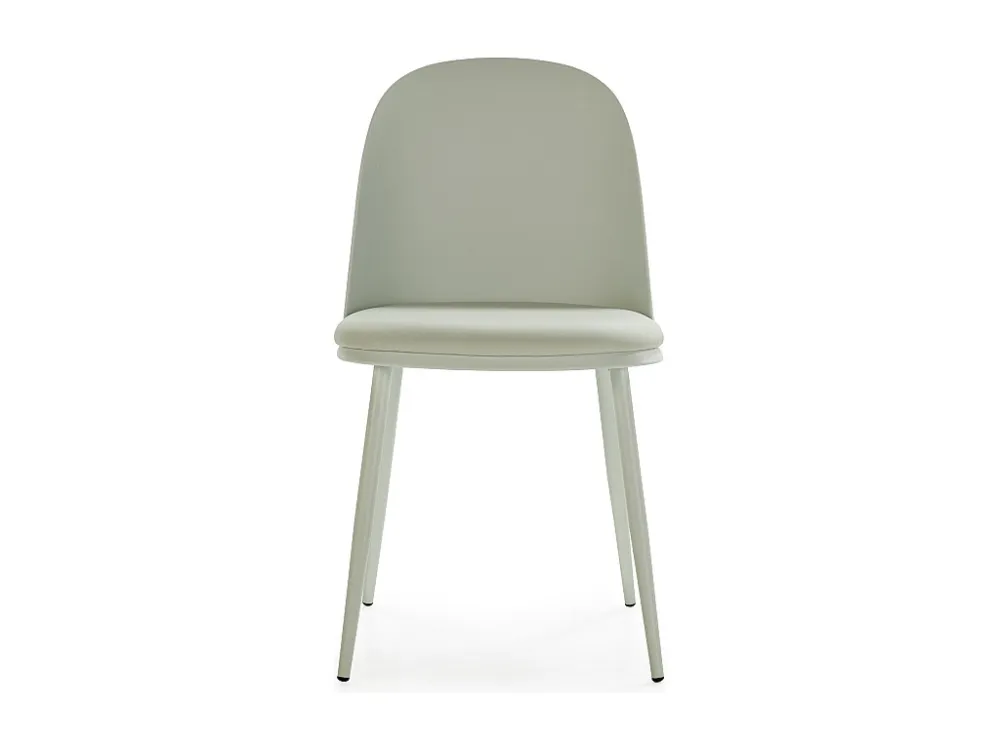 Set van 4 groene Kana stoelen, met metalen poten en gestoffeerde zitting.