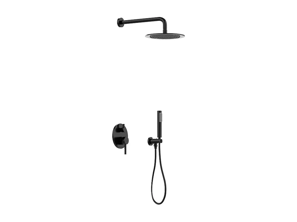 Set van inbouwdouche met mechanische mengkraan, mat zwart, TAMISE