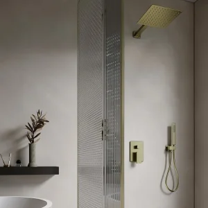 Set van inbouwdouche met mechanische mengkraan, goud met satijnafwerking, TOCANTIS