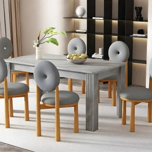 Set van 6 Sherpa stoelen - donutvormige rugleuning - eiken poten - Grijs