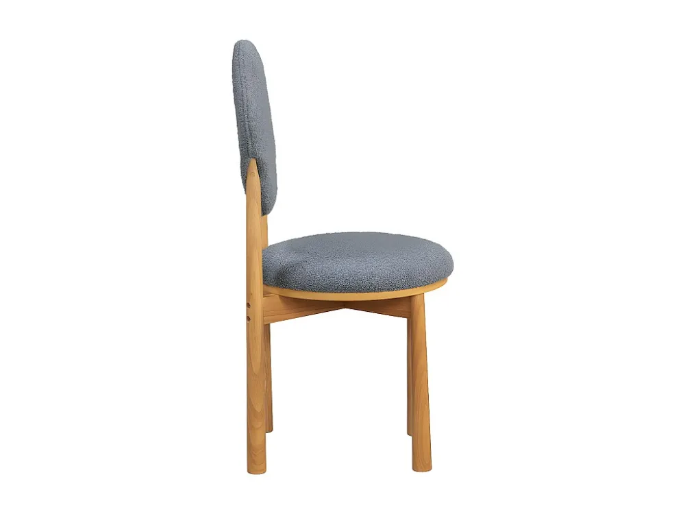 Set van 6 Sherpa stoelen - donutvormige rugleuning - eiken poten - Grijs