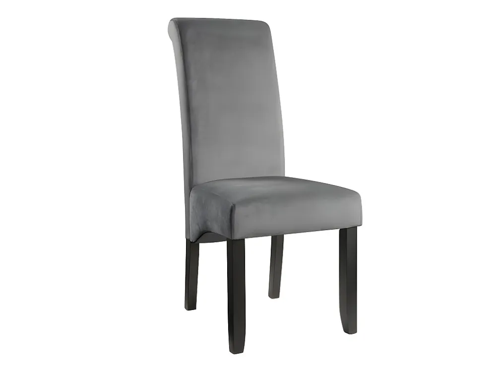 Set van 6 stoelen DELINA - Fluweel en houten poten - Grijs
