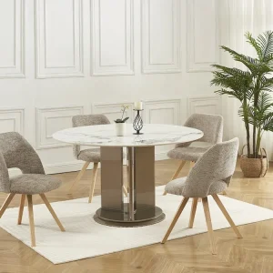 Set van 2 stoelen van stof en heveahout - Taupegrijs - VESIANI