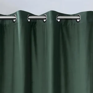 Set van 2 verduisterende gordijnen van velours - L135 x H250 cm - Groen met zilverkleurige ogen - DARREL
