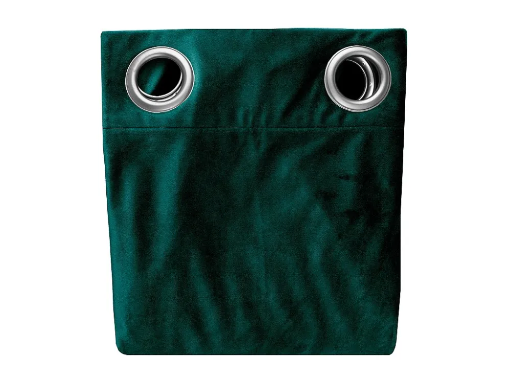 Set van 2 verduisterende gordijnen van velours - L135 x H250 cm - Groen met zilverkleurige ogen - DARREL