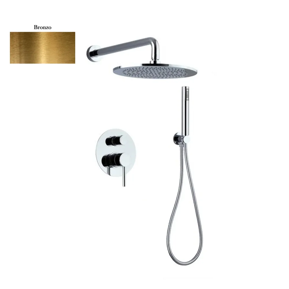 Shower set composed Vienna showerhead, shower and hose, and 2-way warm brons diverter