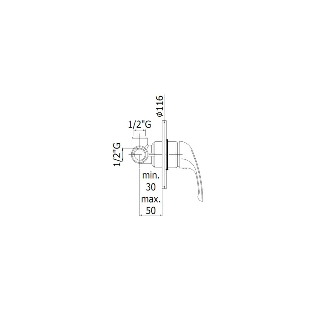 Sliding shower set metalen rod, built- mixer and built- wall water outlet Paffoni
