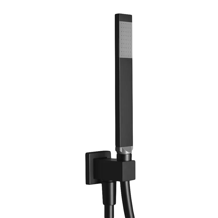 Square brass shower kit RubiFlux Square holder and 150 cm hose - Mud Asgrijs