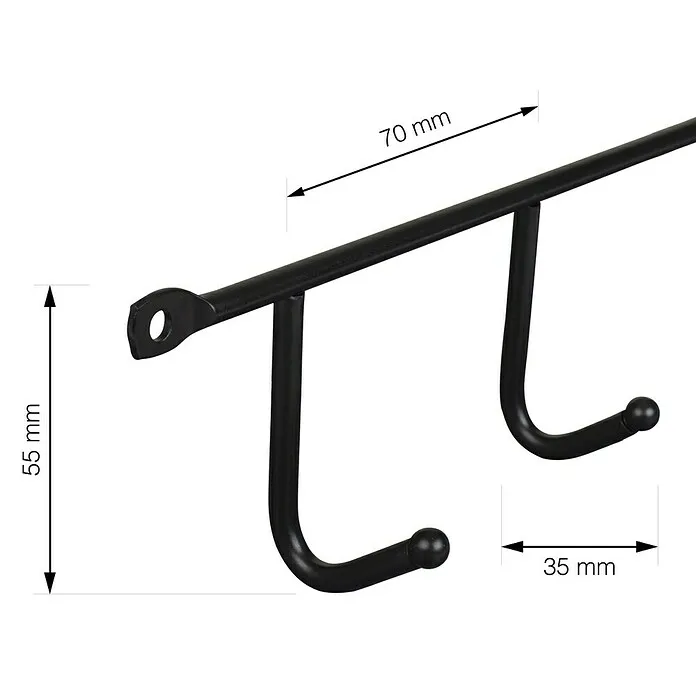 Walteco Handdoekhaken 1 x haakstrip, 2 x schroeven, 2 x pluggen - l x b x h: 350 x 35 x 60 mm, Aantal haken: 5 st.
