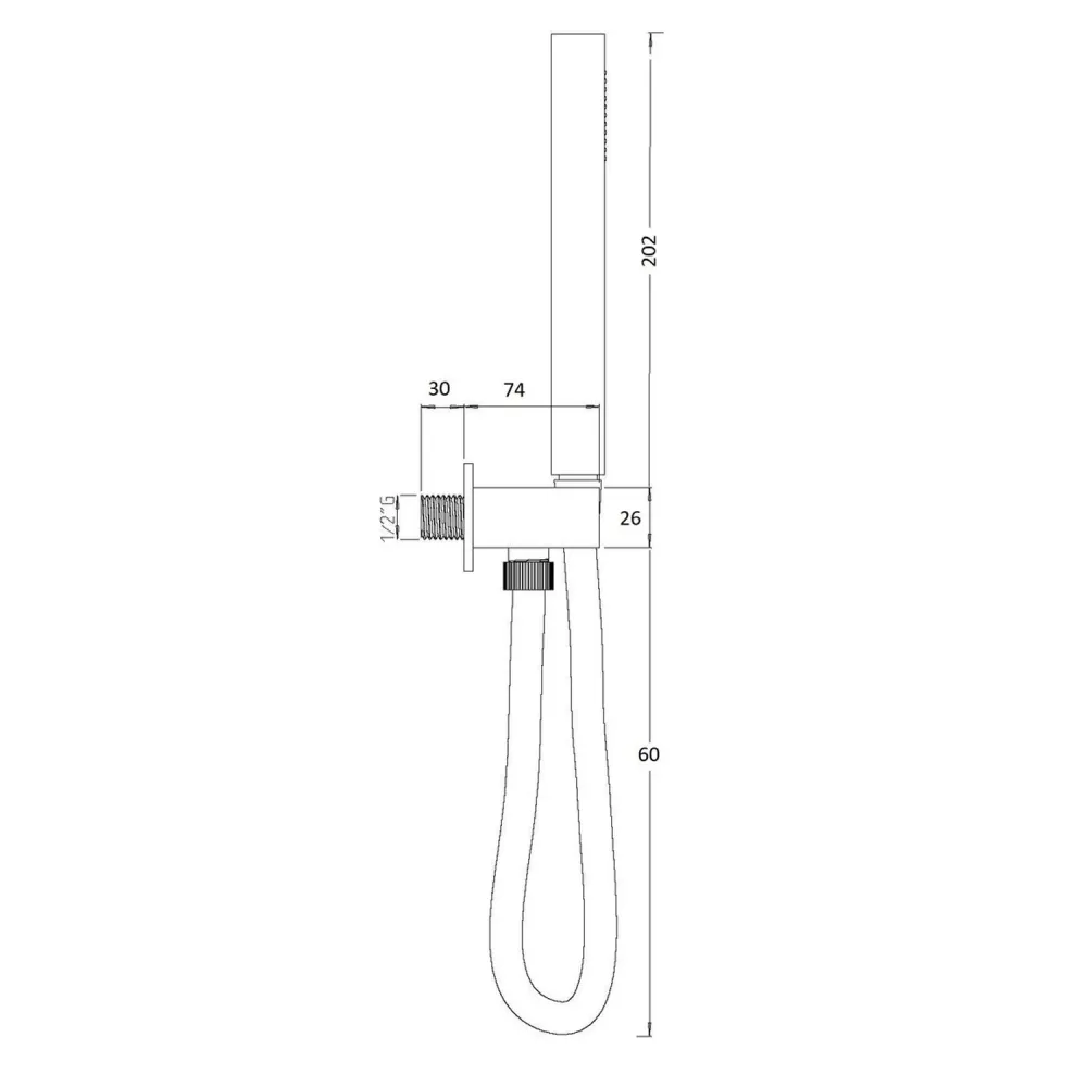 Water outlet set holder, consisting Glamour shower and gedempt black hose
