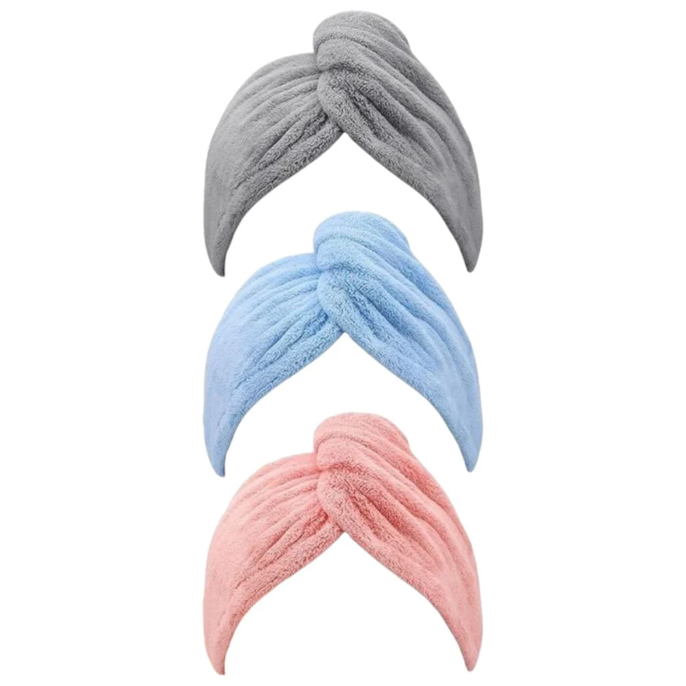 Haarhanddoek - 3 Stuks - Roze, Blauw en Grijs - Microvezel Handdoek Krullend Haar - Handdoek voor Haar - Hair Towel - Hoof...