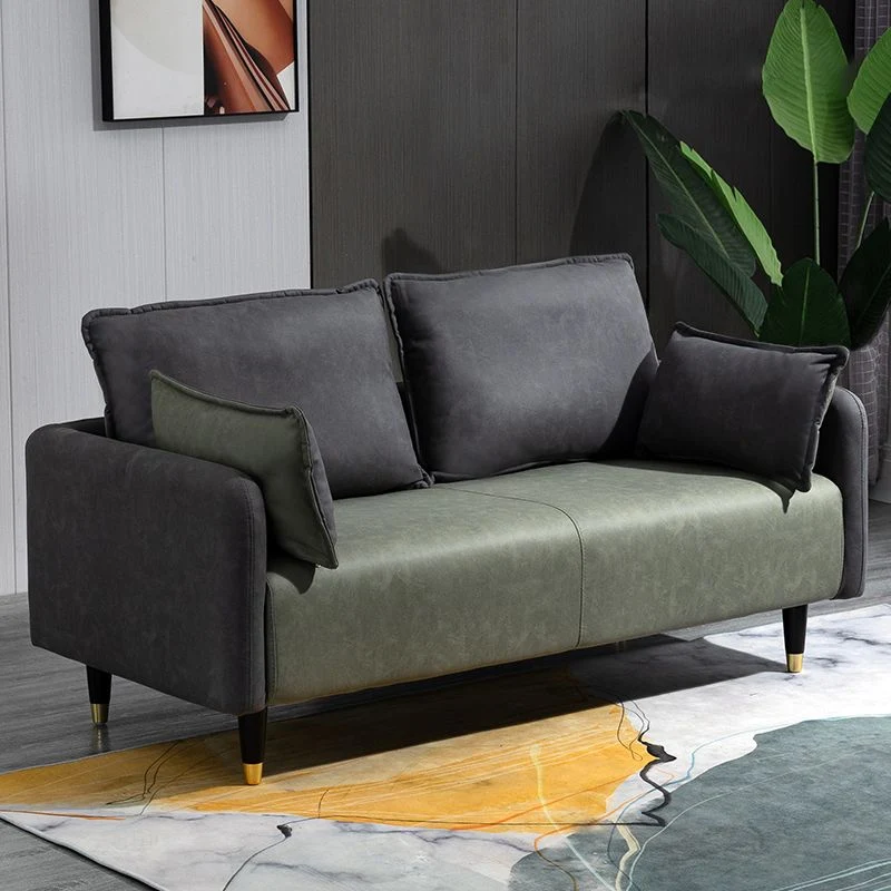 29.92" H Faux Echt leer Square Arm Modern Sofa 2 Pillows Living Room, Apartment 47l