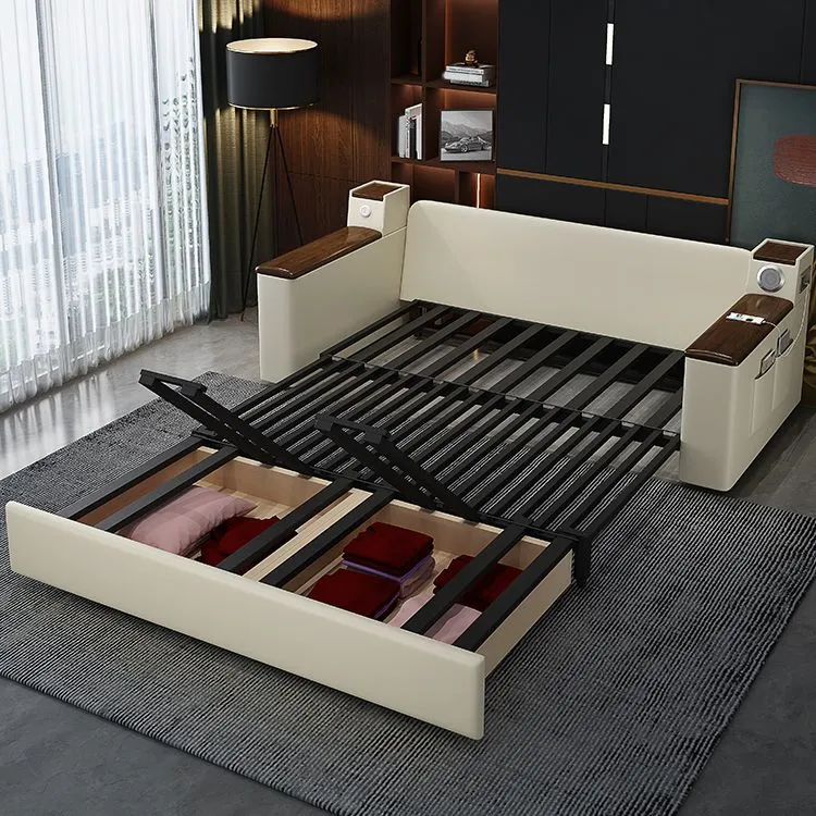 32.28" High Sofa Bed Upholstered Neerklapbaar Faux leather Contemporary Mustard | Makkelijk te Reinigen 51l