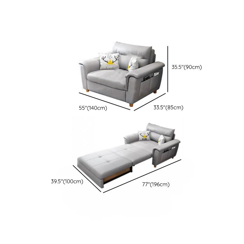 33" Breed Contemporary Sleeper Sofa Futon Gray Storage Sleeper Sofa 55l