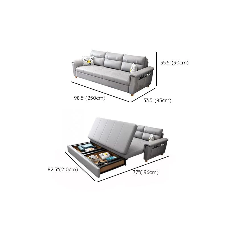 33" Breed Contemporary Sleeper Sofa Futon Gray Storage Sleeper Sofa 55l