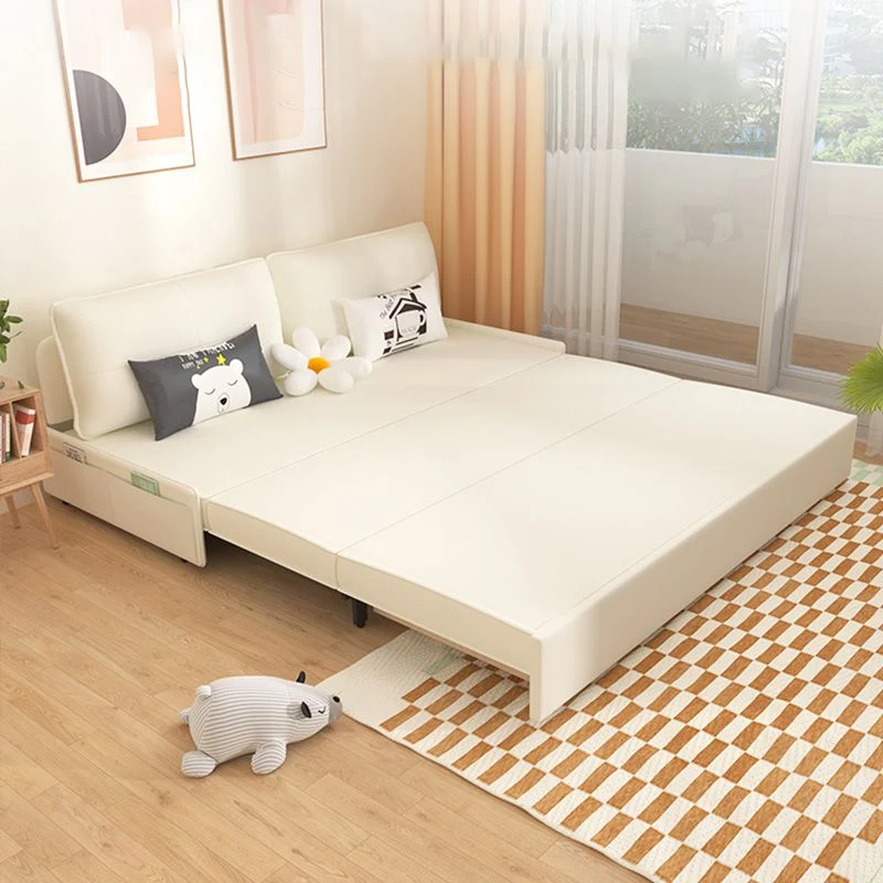 Bureaustoel Faux Leer Futon Sofa Bed Glam Storage Sleeper Sofa White 41