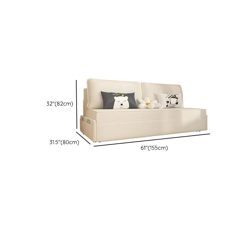 Bureaustoel Faux Leer Futon Sofa Bed Glam Storage Sleeper Sofa White 41