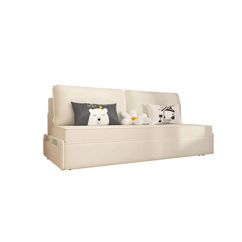 Bureaustoel Faux Leer Futon Sofa Bed Glam Storage Sleeper Sofa White 41