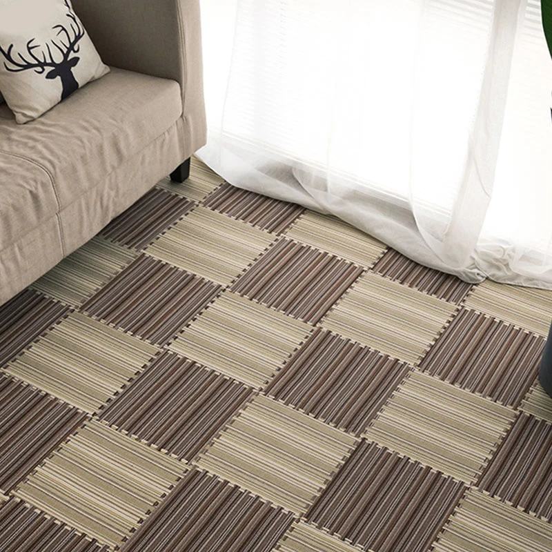 Carpet Tile Non-Skid Fade Resistant Gestreept Interlocking Carpet Tiles Dining Room met bescherming tegen slijtage Coffee