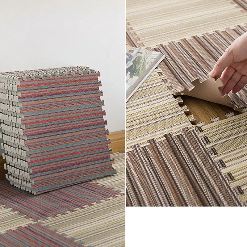 Carpet Tile Non-Skid Fade Resistant Gestreept Interlocking Carpet Tiles Dining Room met bescherming tegen slijtage Coffee