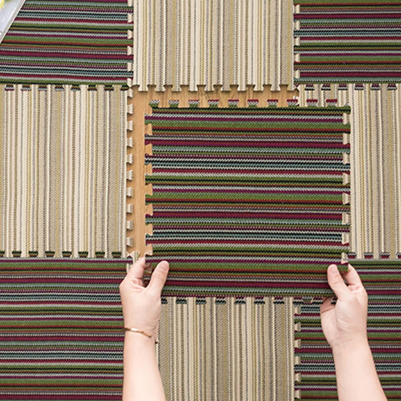 Carpet Tile Non-Skid Fade Resistant Gestreept Interlocking Carpet Tiles Dining Room met bescherming tegen slijtage Coffee