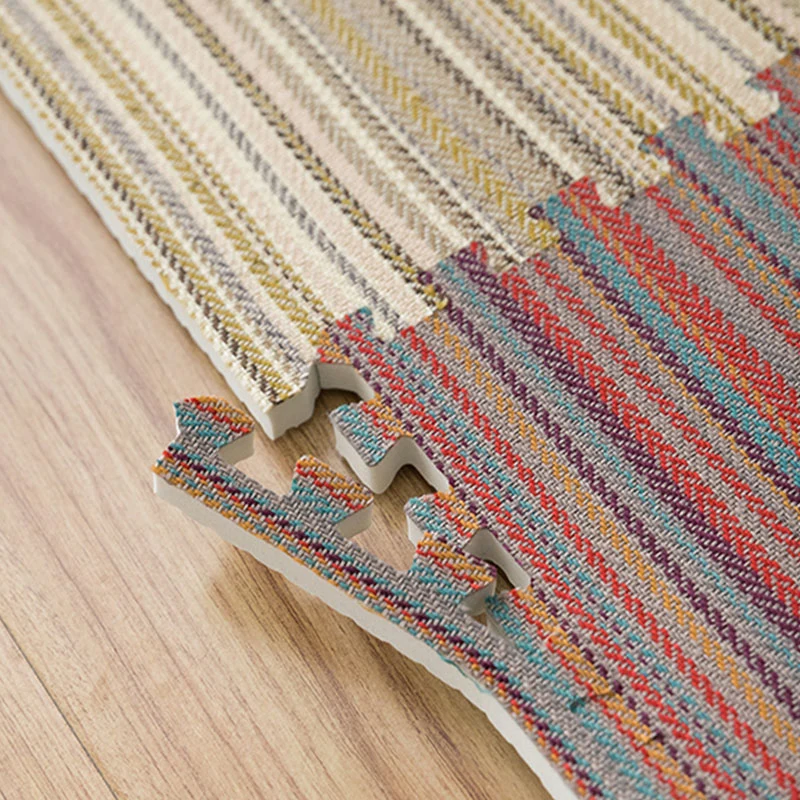 Carpet Tile Non-Skid Fade Resistant Gestreept Interlocking Carpet Tiles Dining Room met bescherming tegen slijtage Coffee
