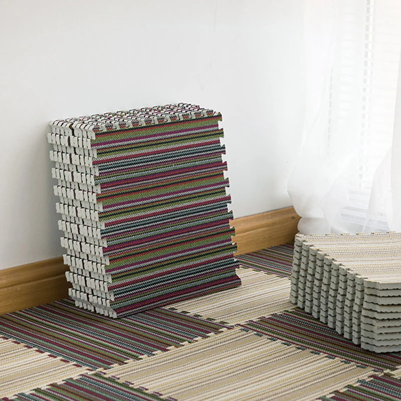 Carpet Tile Non-Skid Fade Resistant Gestreept Interlocking Carpet Tiles Dining Room met bescherming tegen slijtage Coffee