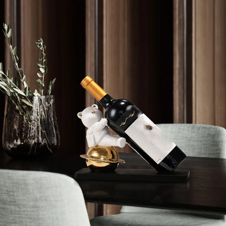 Countertop Wine Rack Massief Wood Base Wine Bottle Rack Living Room Machine wasbaar op 30°C Orange